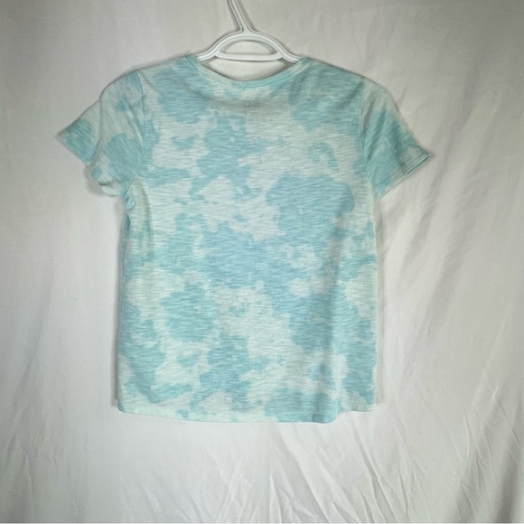 So Girls Light Blue Tie Dye Sequin Flippies Peace Smiley Face Knot Front Tee - Picture 3 of 4